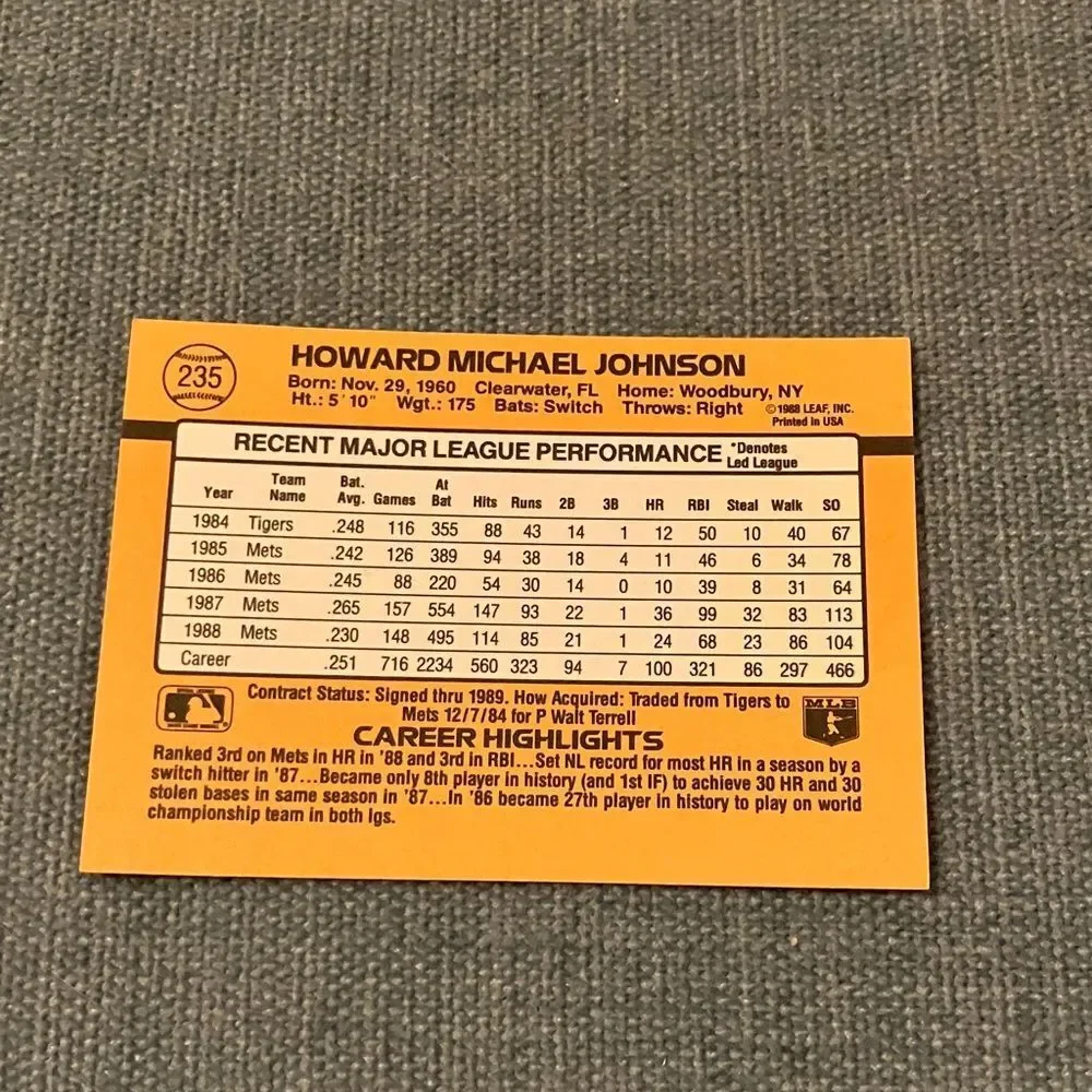 1989 Donruss New York Mets Baseball Card Trading Card